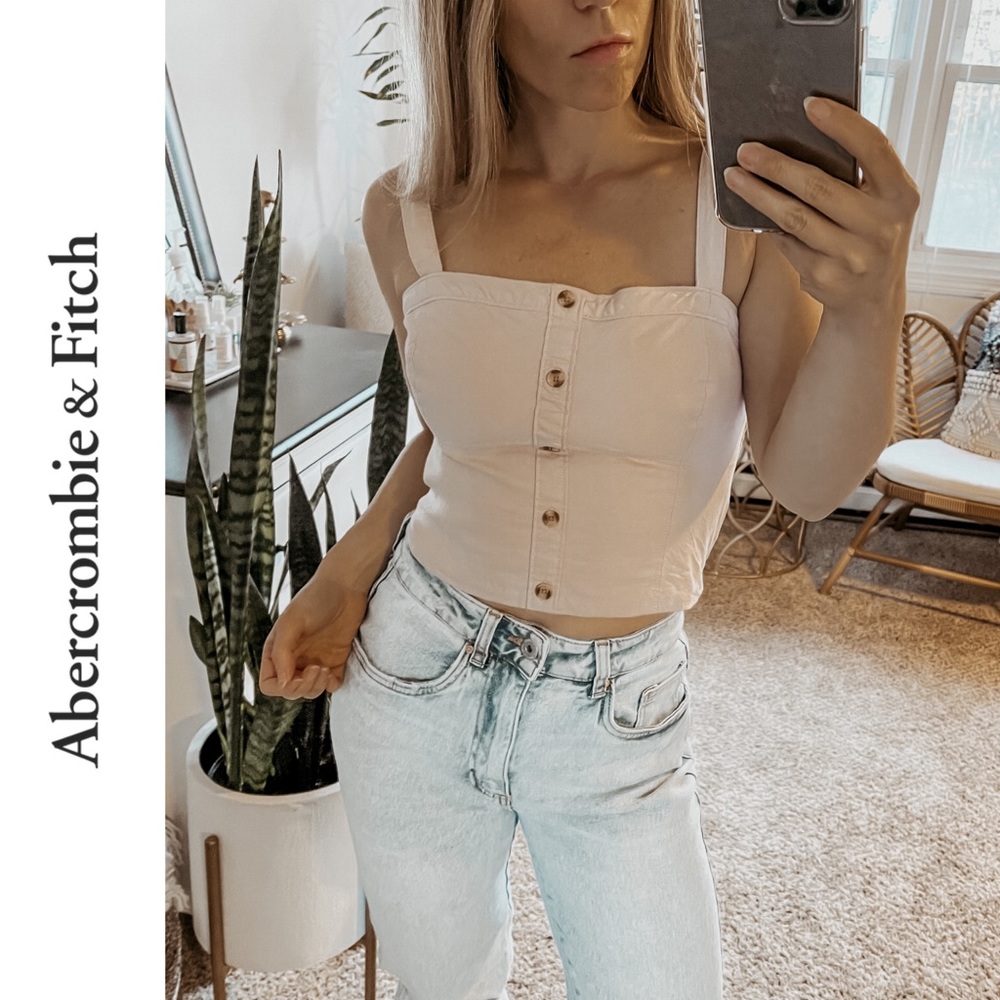 A&F | Pink Button Front Cami Crop Top